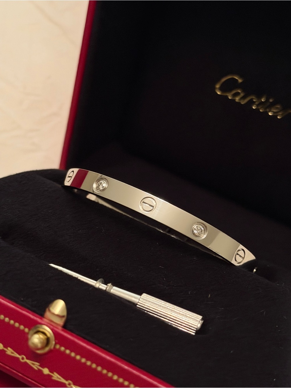 Cartier White Gold Diamond Love Bracelet - Silver